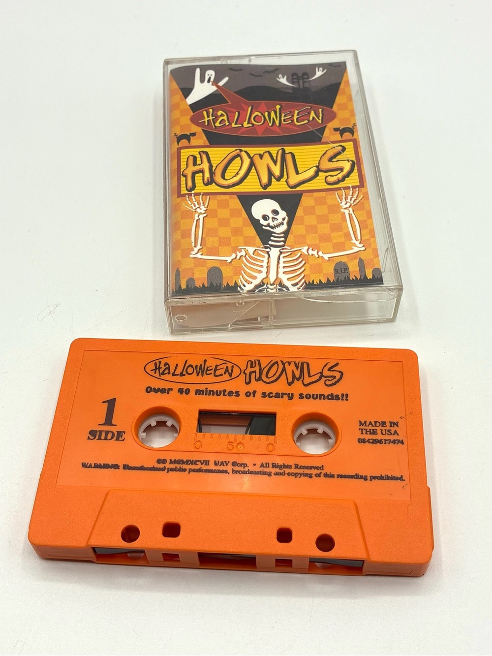 Vintage 1997 Halloween Howls Scary Sounds Cassette Tape Orange Tested Works